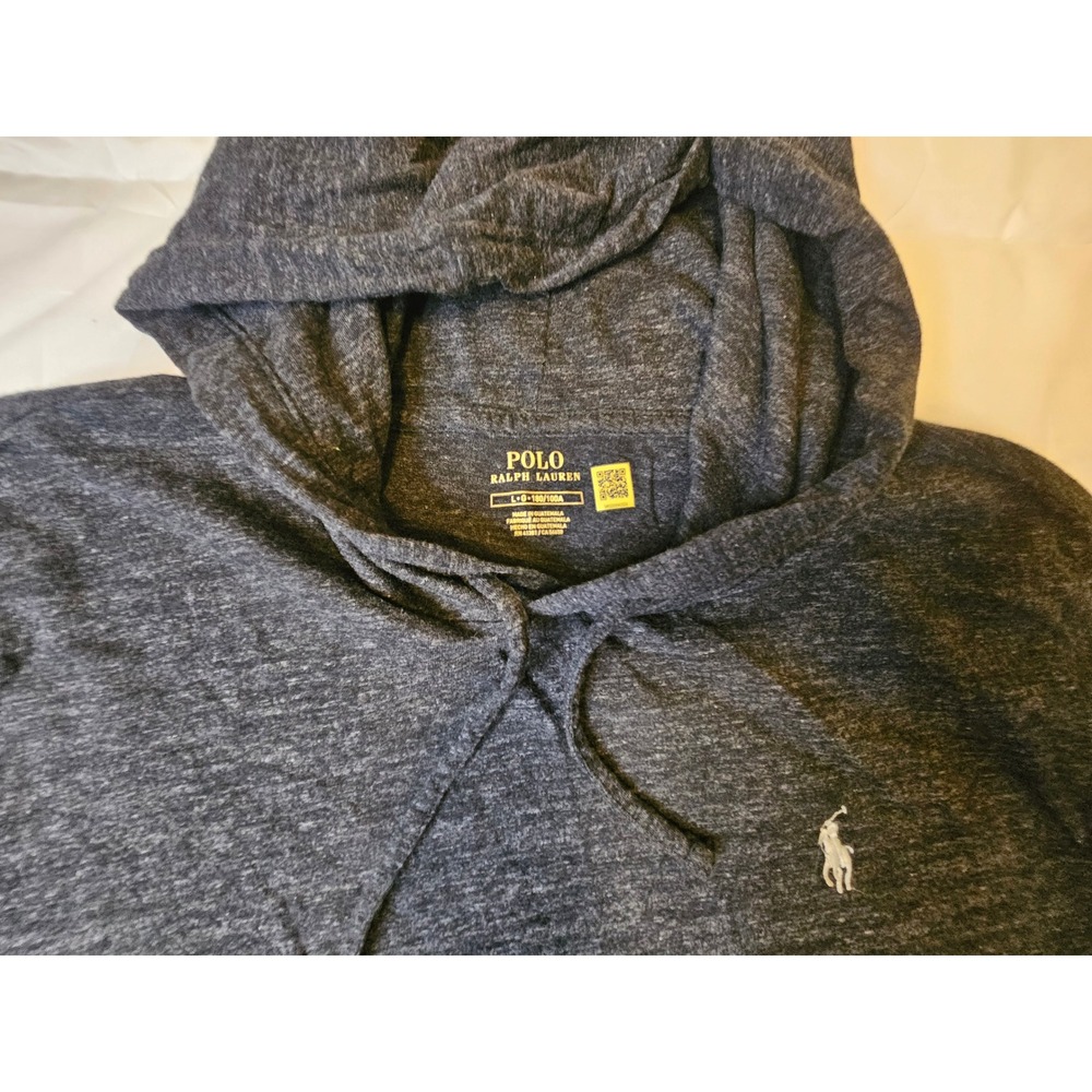 Polo Ralph Lauren Mens Charcoal Gray Heather Long Sleeve Hooded T-Shirt Large